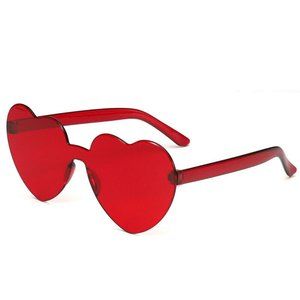 Transparent Red Heart Shape Clear Frame Sunglasses Glasses Red 2 FOR 15